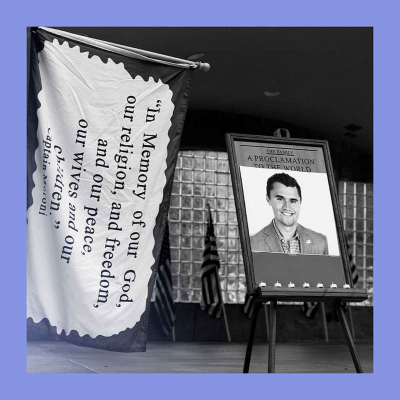 episode Combative, conservative, cut down: Charlie Kirk artwork