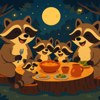 episode Die lustige Waschbärfamilie & das Abendessen voller Streiche | „Gute Nacht“-Geschichte” artwork