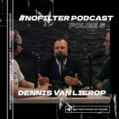 episode #NoFilter Podcast Folge 5 Gast Tino Rodhe mit Sebastian Jödicke & Dennis van Lierop artwork