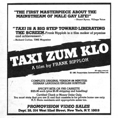 episode Episode 3: Frank Ripploh's TAXI ZUM KLO (1980) artwork