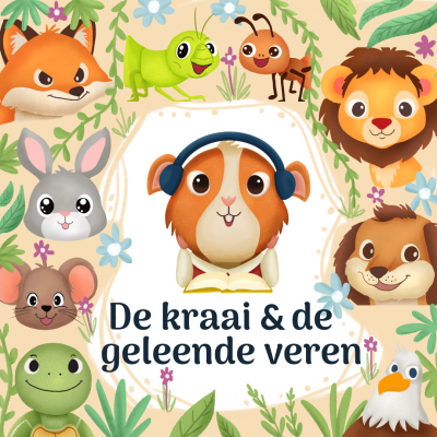 episode De kraai en de geleende veren | Charlie's Beesten Babbels | Charlie de Cavia artwork