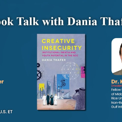 episode Book Talk with Dr. Dania Thafer "Creative Insecurity: Institutional Inertia and Youth Potential in the Gulf" artwork