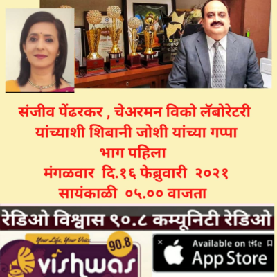 episode Online Radio Interview of Mr. Sanjeev Pendharkar Director VICCO Labs by Shibani Joshi artwork