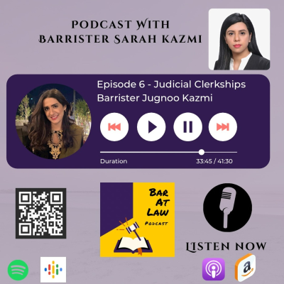 episode Episode 6- Judicial Clerkships: Barrister Jugnoo Kazmi artwork