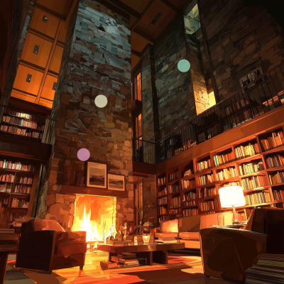 episode Fuego crepitante en la acogedora biblioteca del castillo artwork