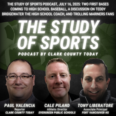 episode The Study of Sports Podcast, July 16, 2025: Two first bases coming to high school baseball, a discussion on Teddy Bridgewater the high school coach, and trolling Mariners fans artwork