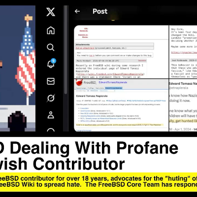 episode FreeBSD Dealing With Profane Anti-Jewish Contributor artwork