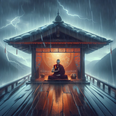 episode 438. Tranquil Storm Symphony: Rooftop Rain & Tibetan Echoes for Positive Energy (9 Hours) artwork