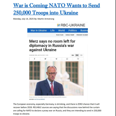 episode War is Coming, NATO Wants to Send 250,000 Troops into Ukraine - Martin Armstrong artwork