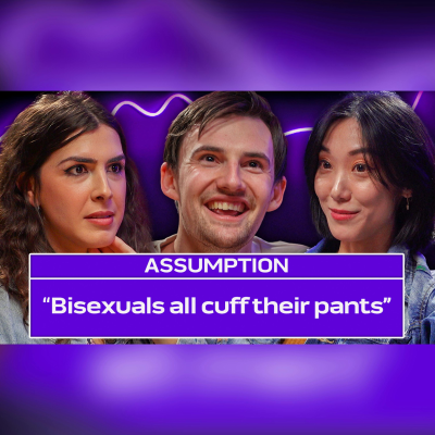 episode Bisexuals Respond To Assumptions | Pride Month (Aiden Calvin, Tricia Birdy, Veronica Valdes) artwork