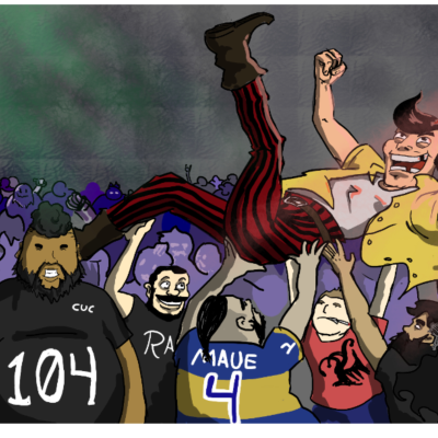 episode Cuchame Una Cosa Podcast EP 104 "Hasta tres amigos arriba de la happy" artwork