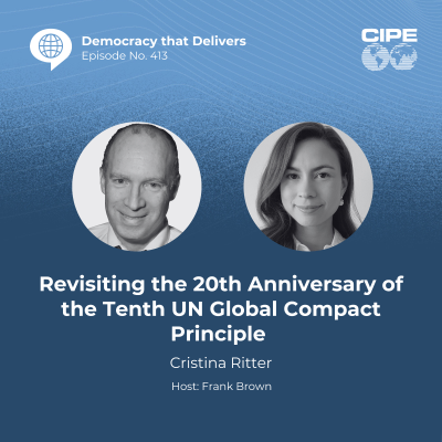 episode 413 - ACGC- Revisiting the 20th Anniversary of the Tenth UN Global Compact Principle with Cristina Ritter artwork