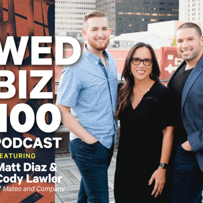 episode WedBiz 100 interview featuring Mateo and Company artwork