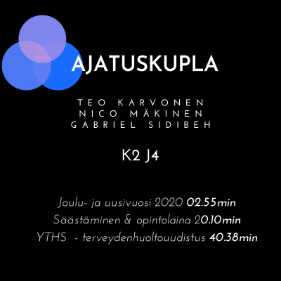 episode Joulu, uusivuosi 2020, rahan käyttö, opintolaina & YTHS - terveydenhuoltouudistus 2021 - Ajatuskupla K2 J4 artwork