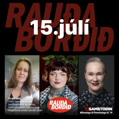 episode Þriðjudagur 15. júlí Fréttir Samstöðvarinnar, kynlífsverkafólk og mansal, heilbrigðiskerfið í lamasessi og hingaðkoma Ursölu van der Leyen artwork