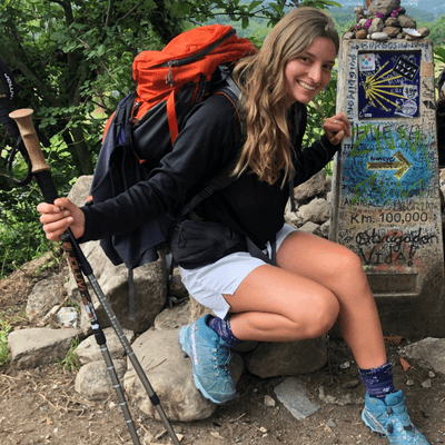 episode 76. Safety concerns of a young woman on the Camino are shared by Maria Engel. artwork