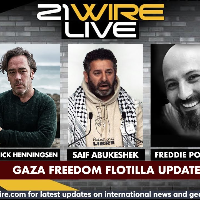 episode MIDWEEK WIRE - Gaza Flotilla Update - guests Saif Abukeshek and Freddie Ponton artwork