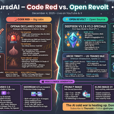 episode 📆 ThursdAI - Dec 4, 2025 - DeepSeek V3.2 Goes Gold Medal, Mistral Returns to Apache 2.0, OpenAI Hits Code Red, and US-Trained MOEs Are Back! artwork