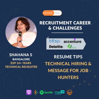 episode Career Series Ep2 - Chat with Shahana - Technical recruiter | Global Consulting | Infosys | Accenture | Deloitte | Satvva - Full Interview artwork