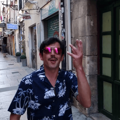 episode 75. British Pilgrim Frank Horrocks discloses what his secret leisurely luxury
item would be on his next camino! artwork