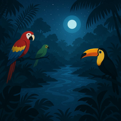 episode Tropical Birds Night Jungle River Sound | Calm Natural White Noise artwork