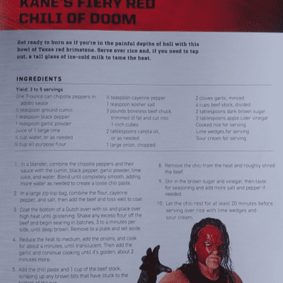 episode The Official WWE Cookbook: Kane's Fiery Red Chili of Doom artwork