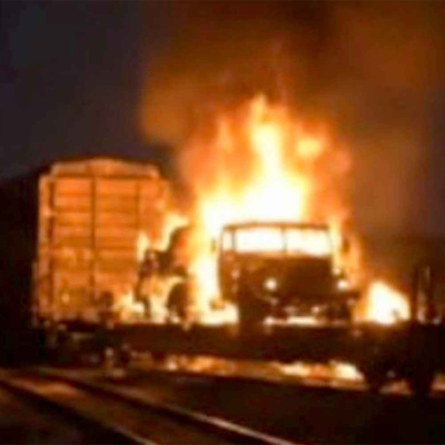 episode Russian fuel train 'erupts in fireball' at strategic railway hub & Trump abruptly shortens Putin's ceasefire deadline artwork