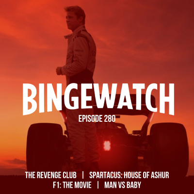 episode Spartacus, Man vs Baby, Revenge, and F1 artwork