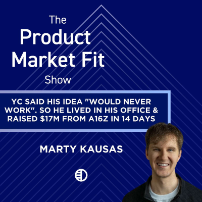 episode YC said his idea "would never work". So he lived in his office for months—then raised $17M from a16z in 14 days. | Marty Kausas, founder of Pylon artwork