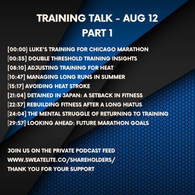 episode Luke begins his Chicago Marathon specific block incorporating Double Threshold Training in the heat while Matt returns to training after 4.5 months off artwork