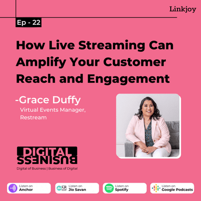 episode Ep 22: How Live Streaming Can Amplify Your Customer Reach and Engagement | Grace Duffy | Linkjoy artwork