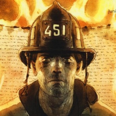 episode Futuros Peligrosos: Fahrenheit 451, Ray Bradbury artwork