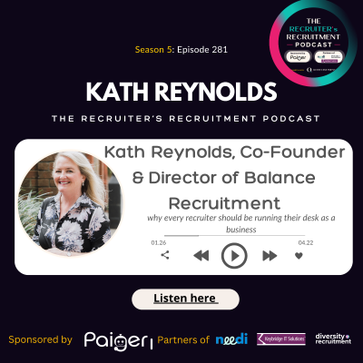 episode EP281: Kath Reynolds, Co-Founder & Director of Balance Recruitment - Why every recruiter should be running their desk as a business artwork